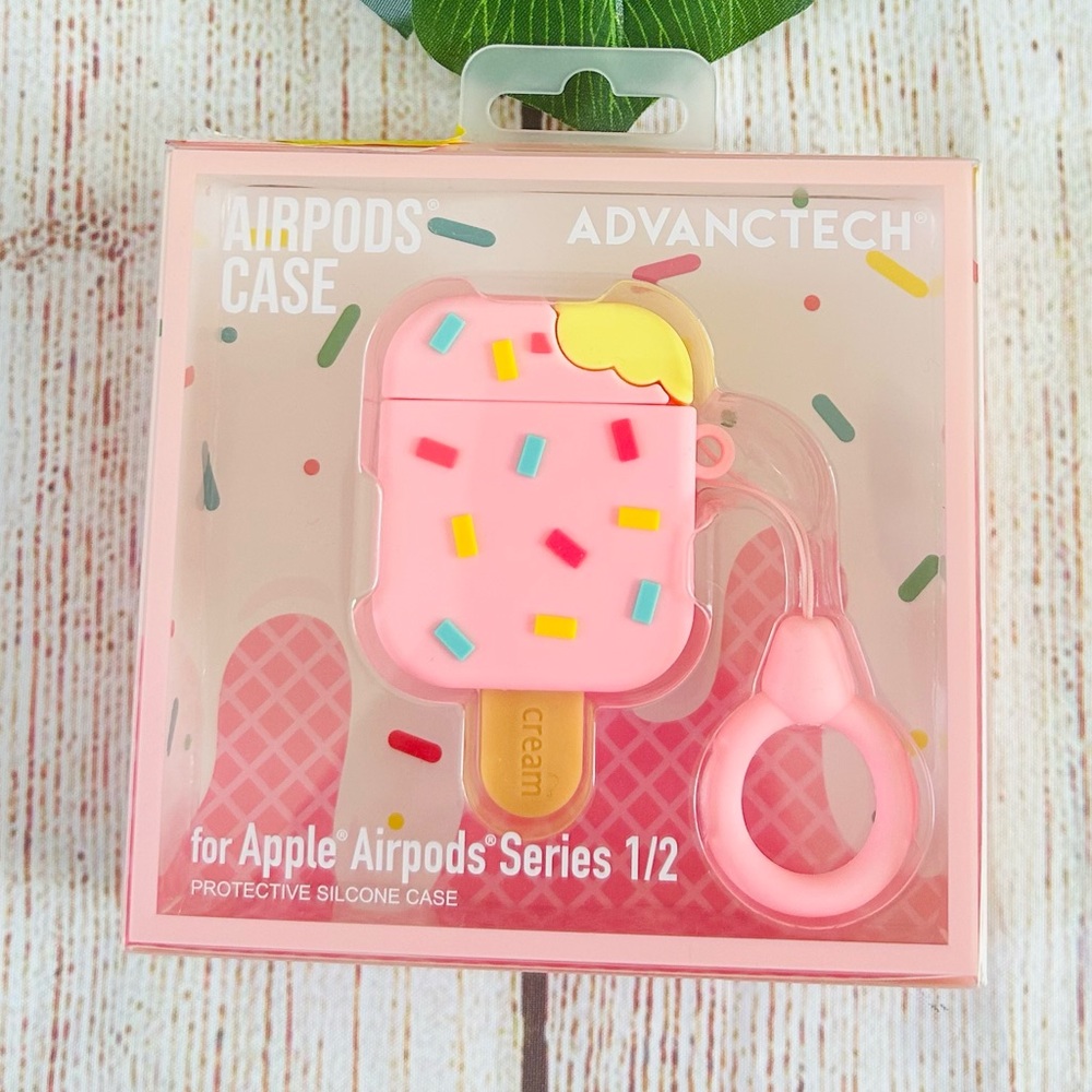 Advanctech Light Pink Ice Cream Apple AirPods 1/2 Silicone Protective Case